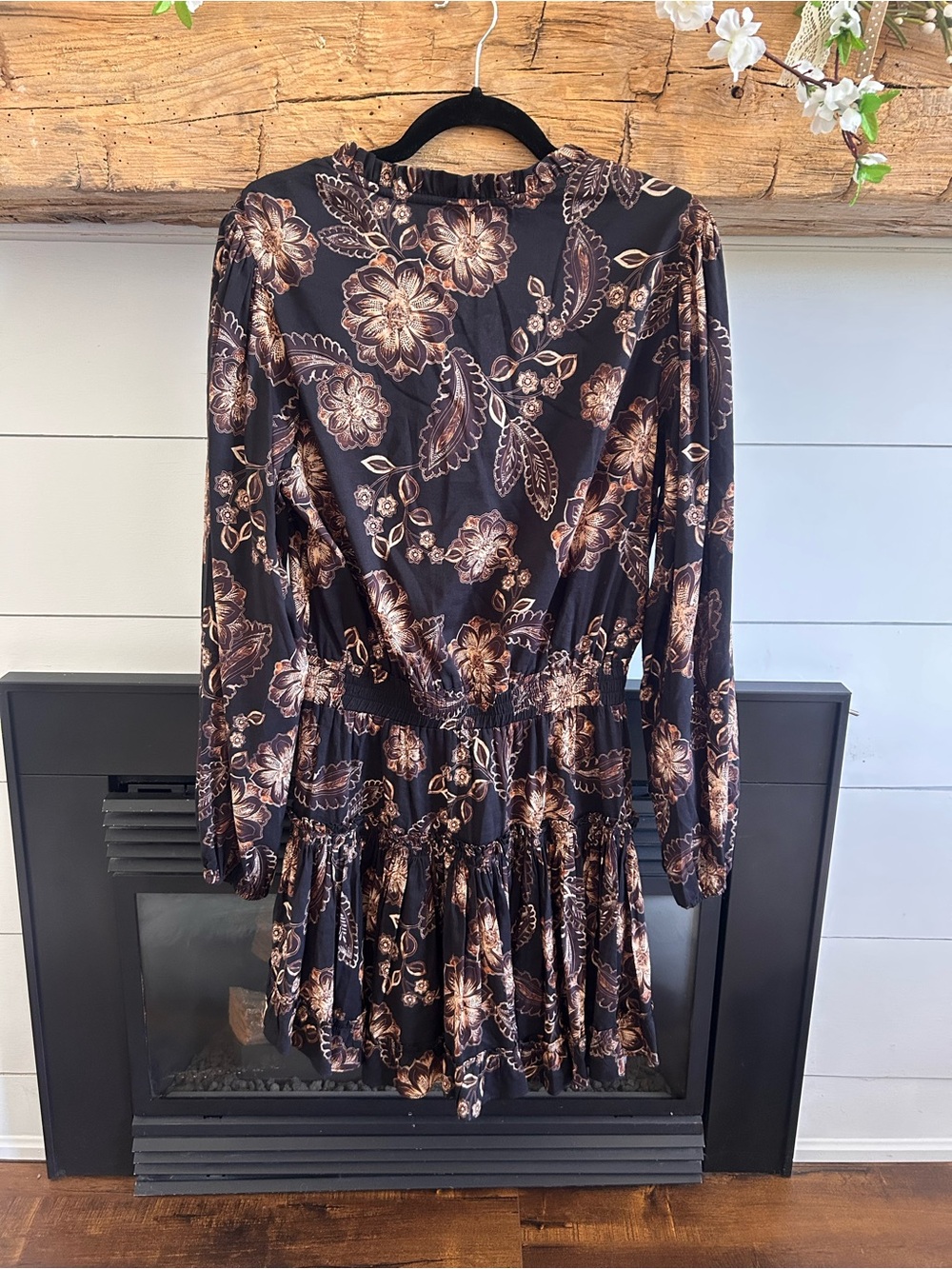 NWT Misa Los Angeles Black and Bronze Floral Mini Dress - Picture 2 of 11